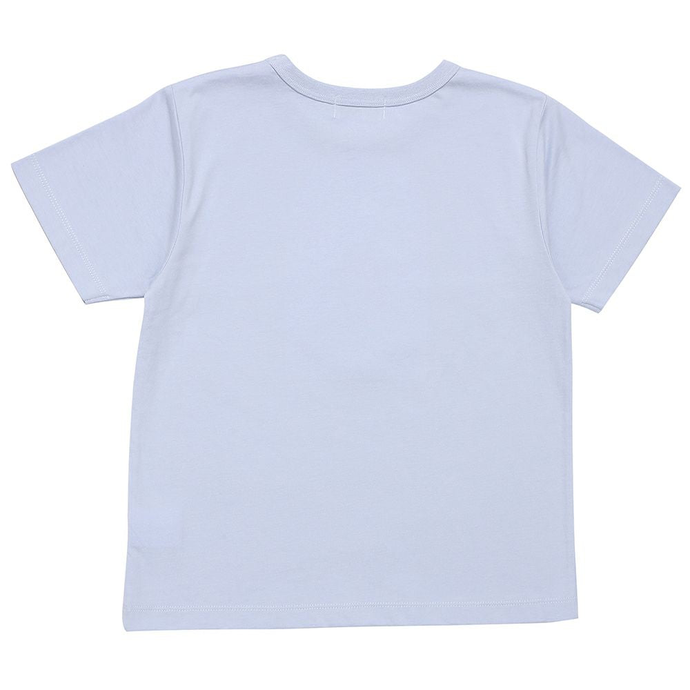 綿100％ スペースシャトル ワッペン 恐竜刺繍 Tシャツ Blue back