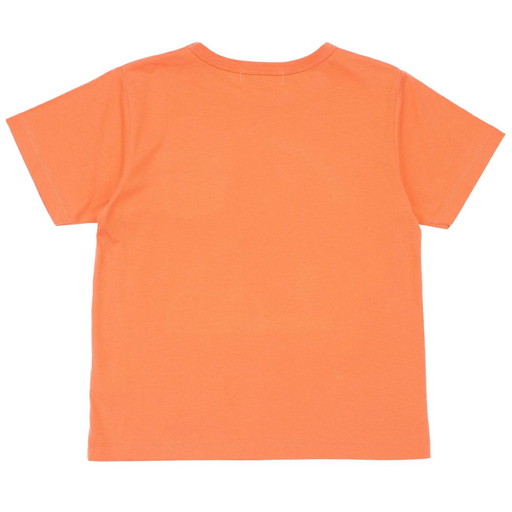 綿100％ 電車刺繍 ポケットつき 乗り物Tシャツ Orange back