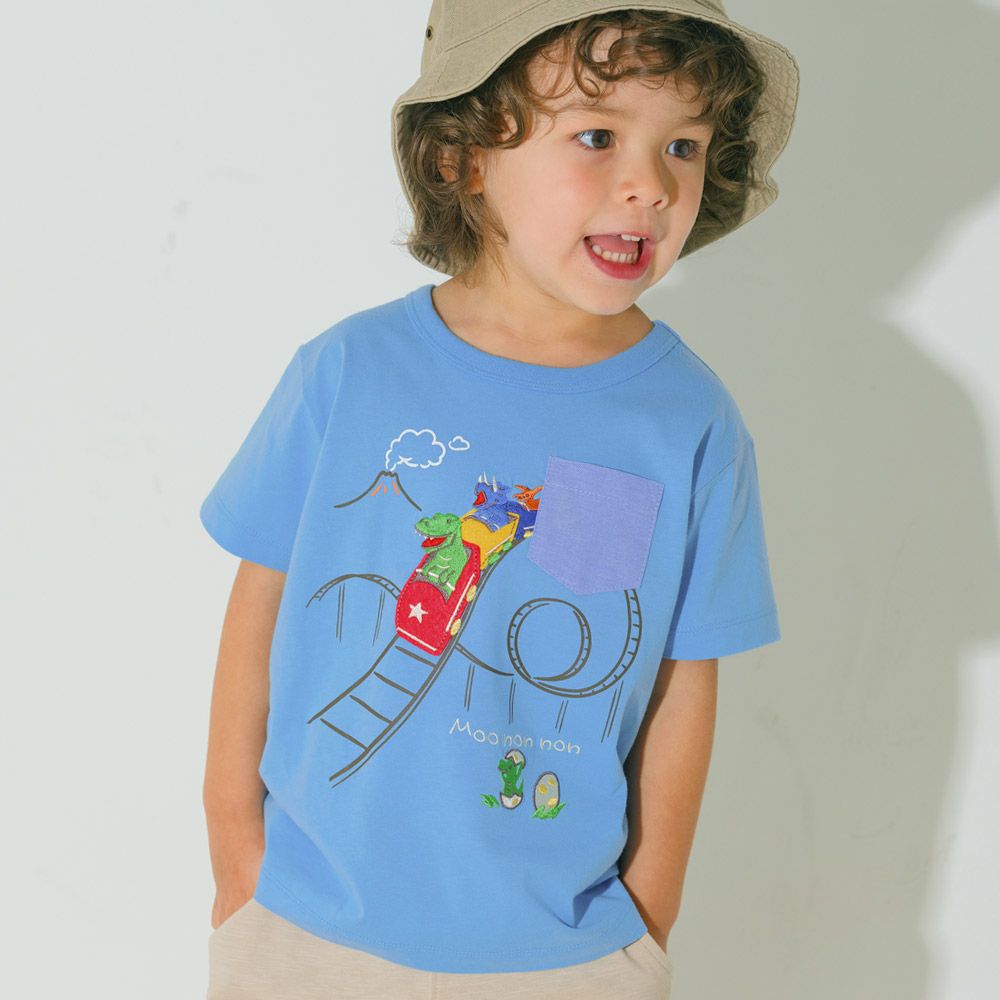 綿100％ 遊園地 恐竜刺繍 Tシャツ  MainImage