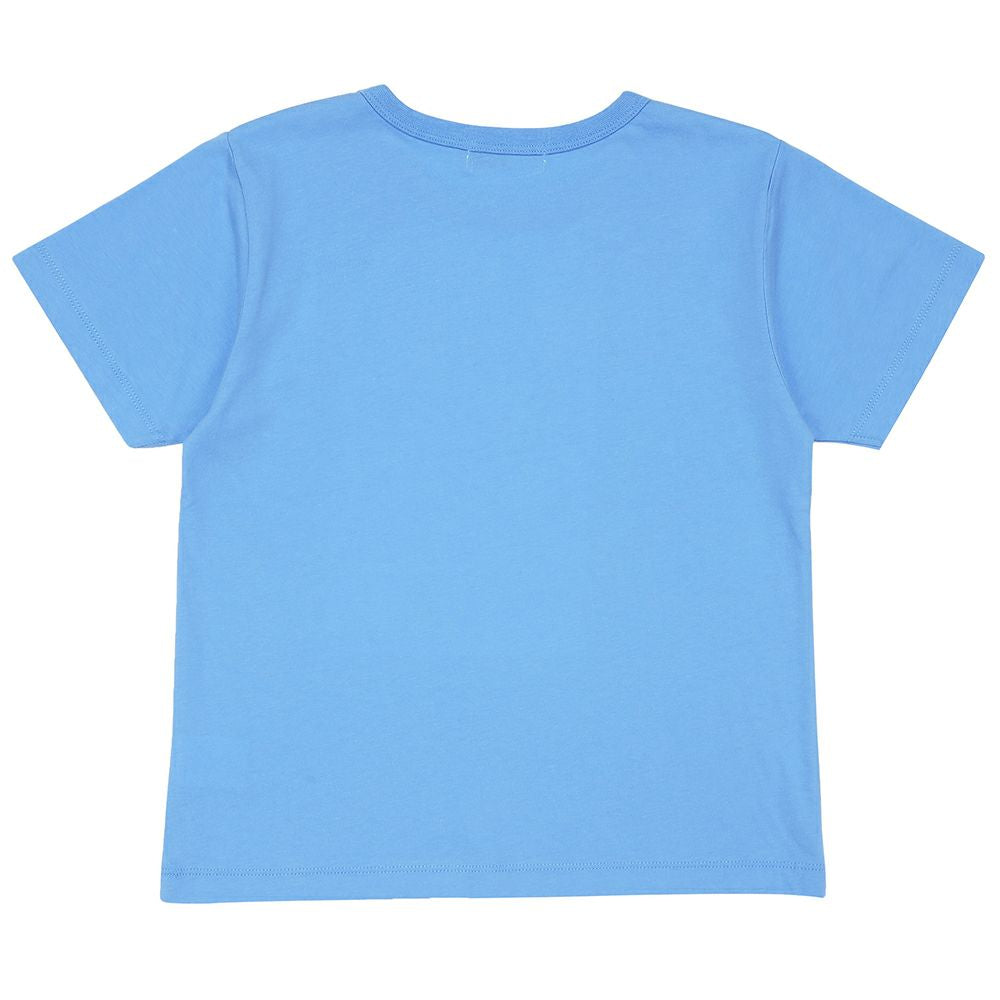 綿100％ 遊園地 恐竜刺繍 Tシャツ Blue back