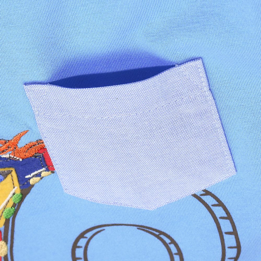 綿100％ 遊園地 恐竜刺繍 Tシャツ Blue Design point 2