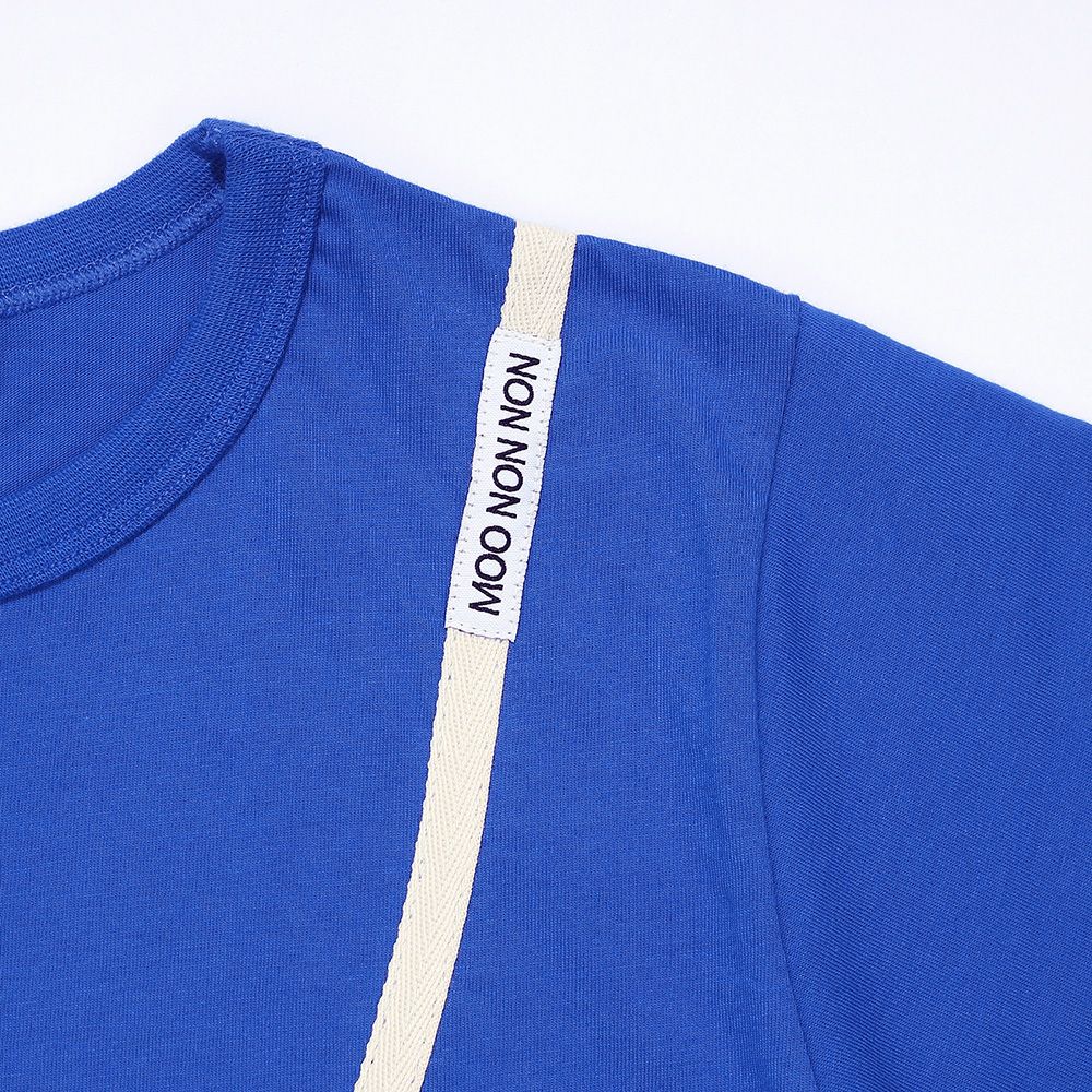 綿100％ チェック柄カメラモチーフ 車刺繍Tシャツ Blue Design point 2