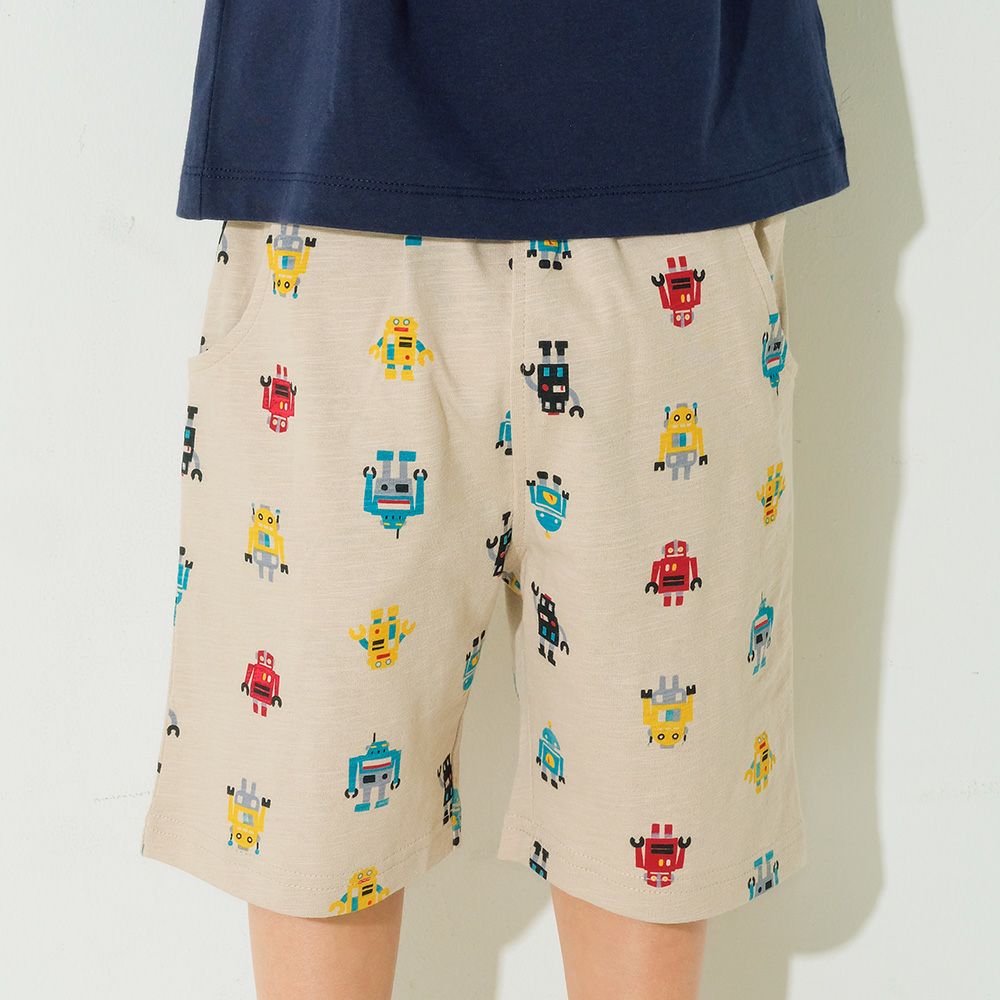 綿100％ オリジナルロボットプリントハーフパンツ  MainImage