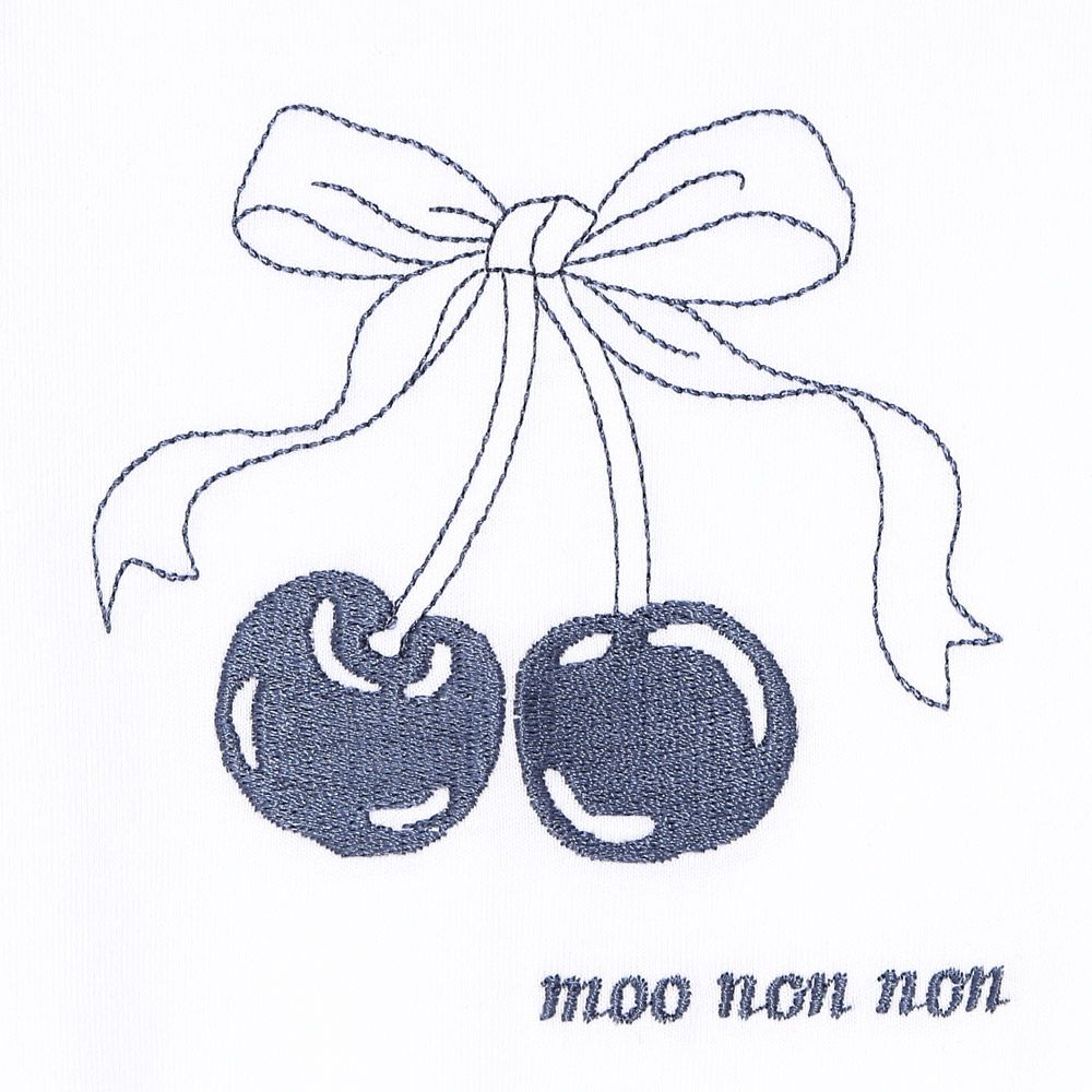 チェリー ロゴ刺繍 プリーツ風ドッキングワンピース Navy Design point 1