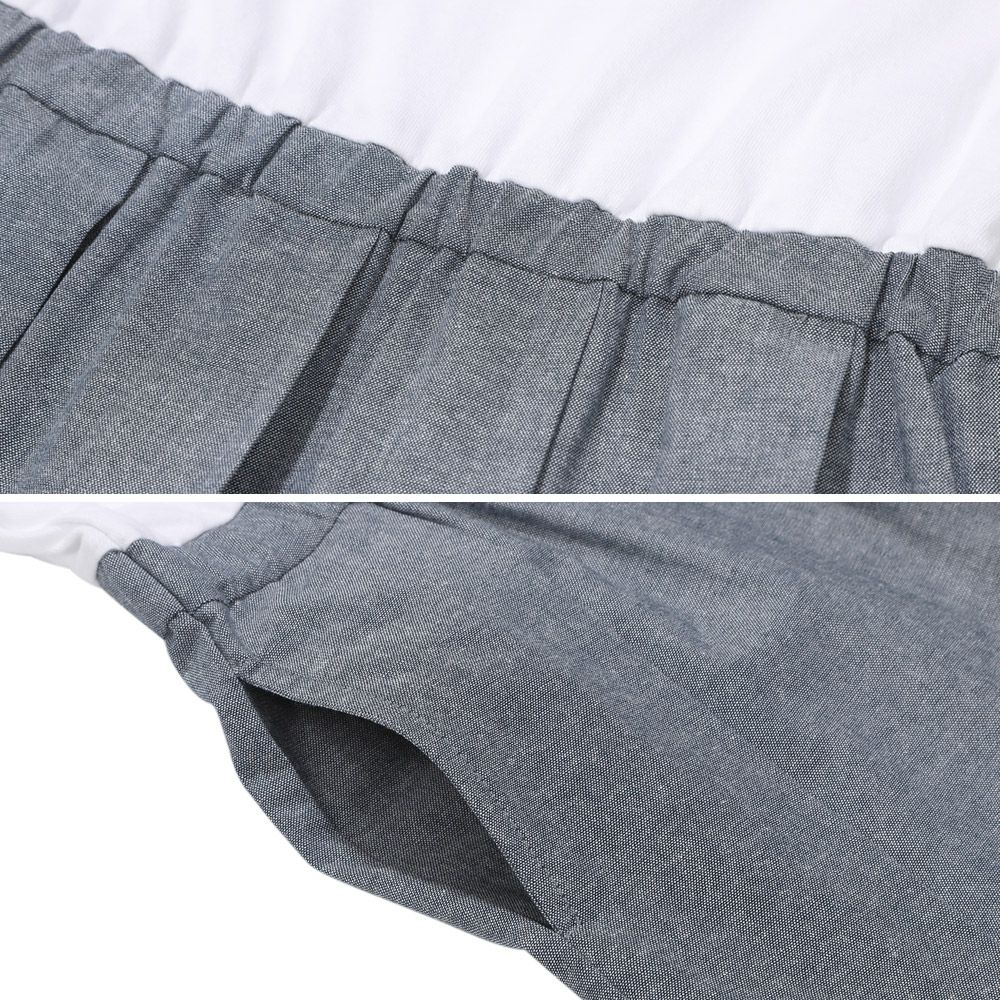 チェリー ロゴ刺繍 プリーツ風ドッキングワンピース Navy Design point 2