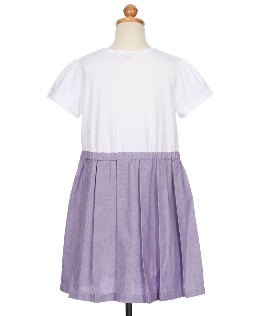 チェリー ロゴ刺繍 プリーツ風ドッキングワンピース Purple torso