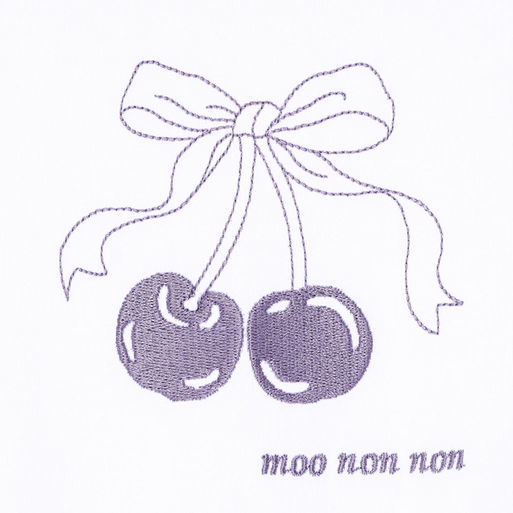チェリー ロゴ刺繍 プリーツ風ドッキングワンピース Purple Design point 1
