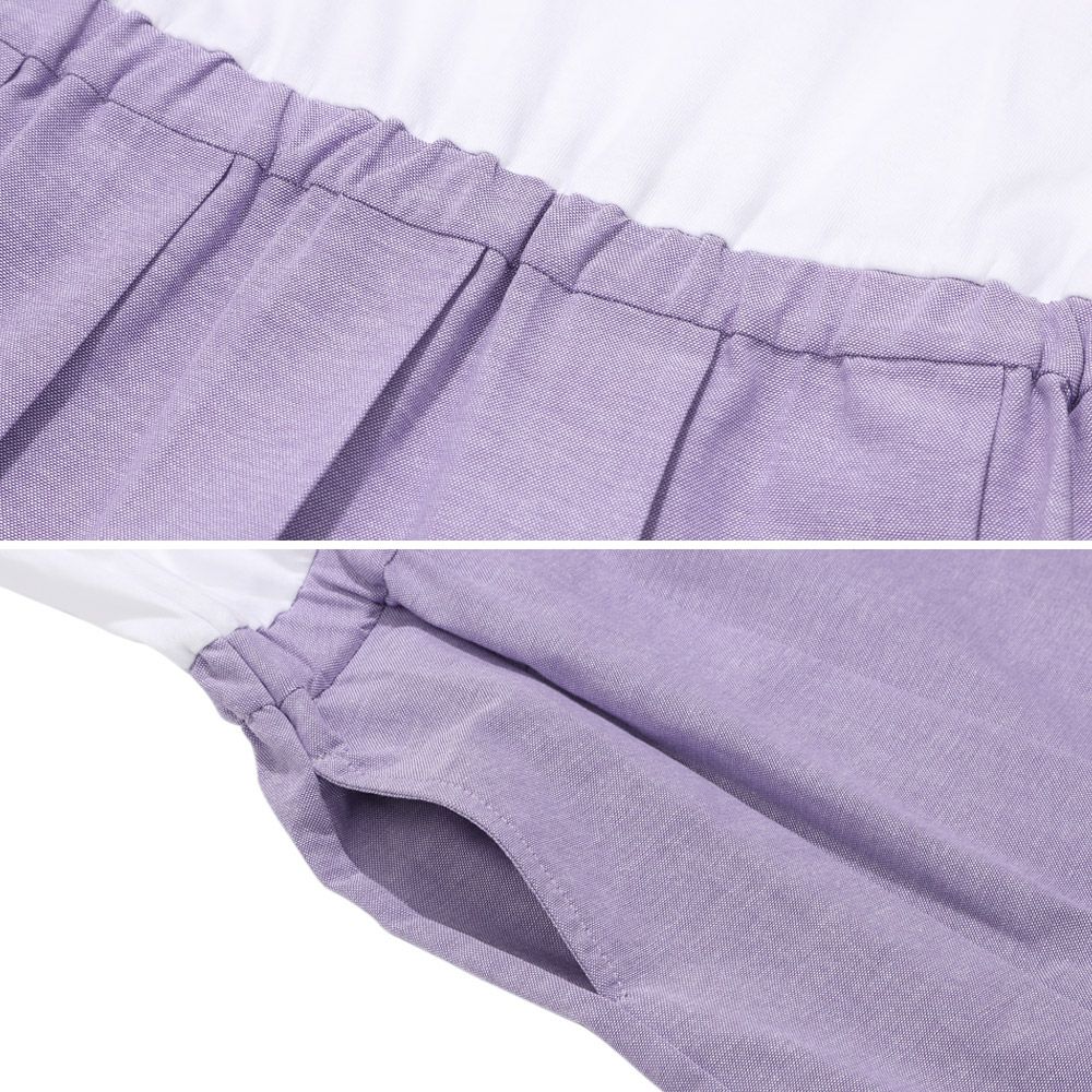 チェリー ロゴ刺繍 プリーツ風ドッキングワンピース Purple Design point 2