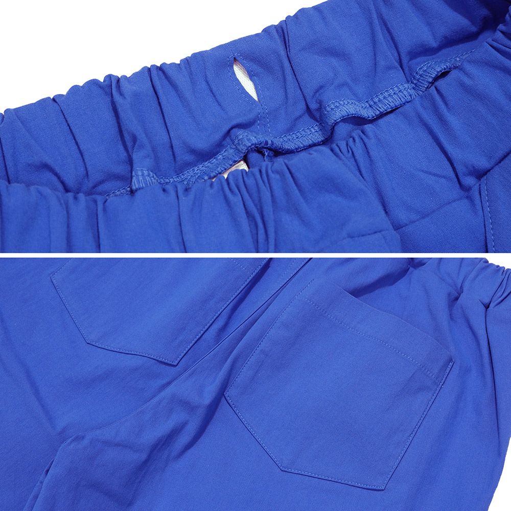 電車 乗り物刺繍 ストレッチハーフパンツ Blue Design point 2