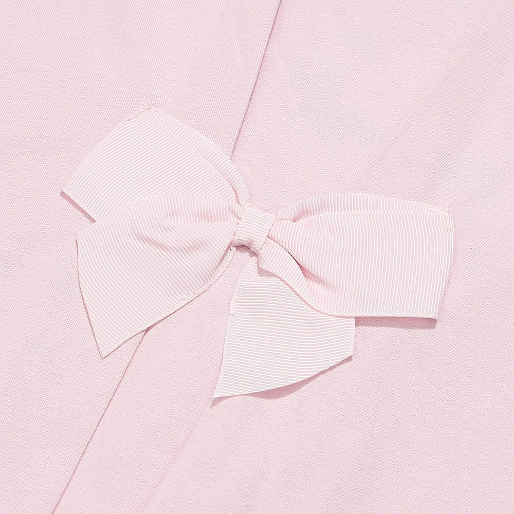 綿100％ 花柄うさぎアップリケ バックリボンつきTシャツ Pink Design point 2