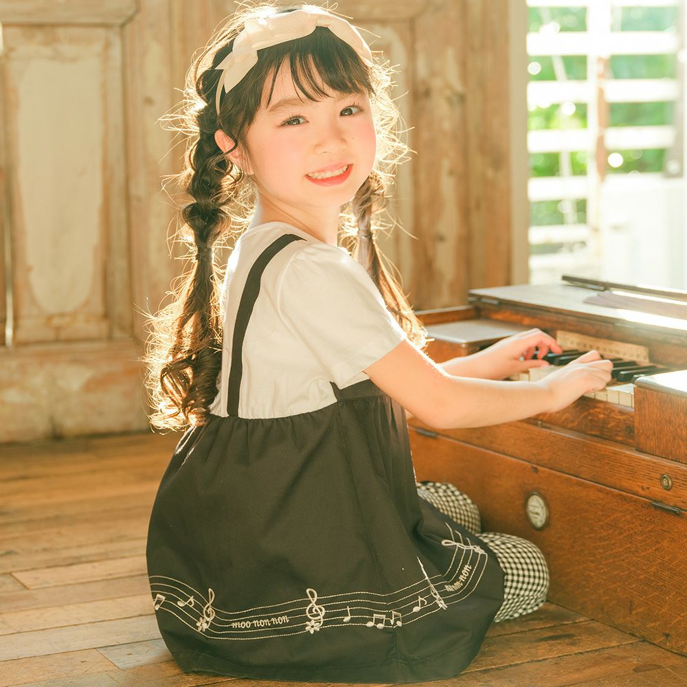 音符＆ブランドロゴ刺繍 重ね着風Tシャツ  MainImage