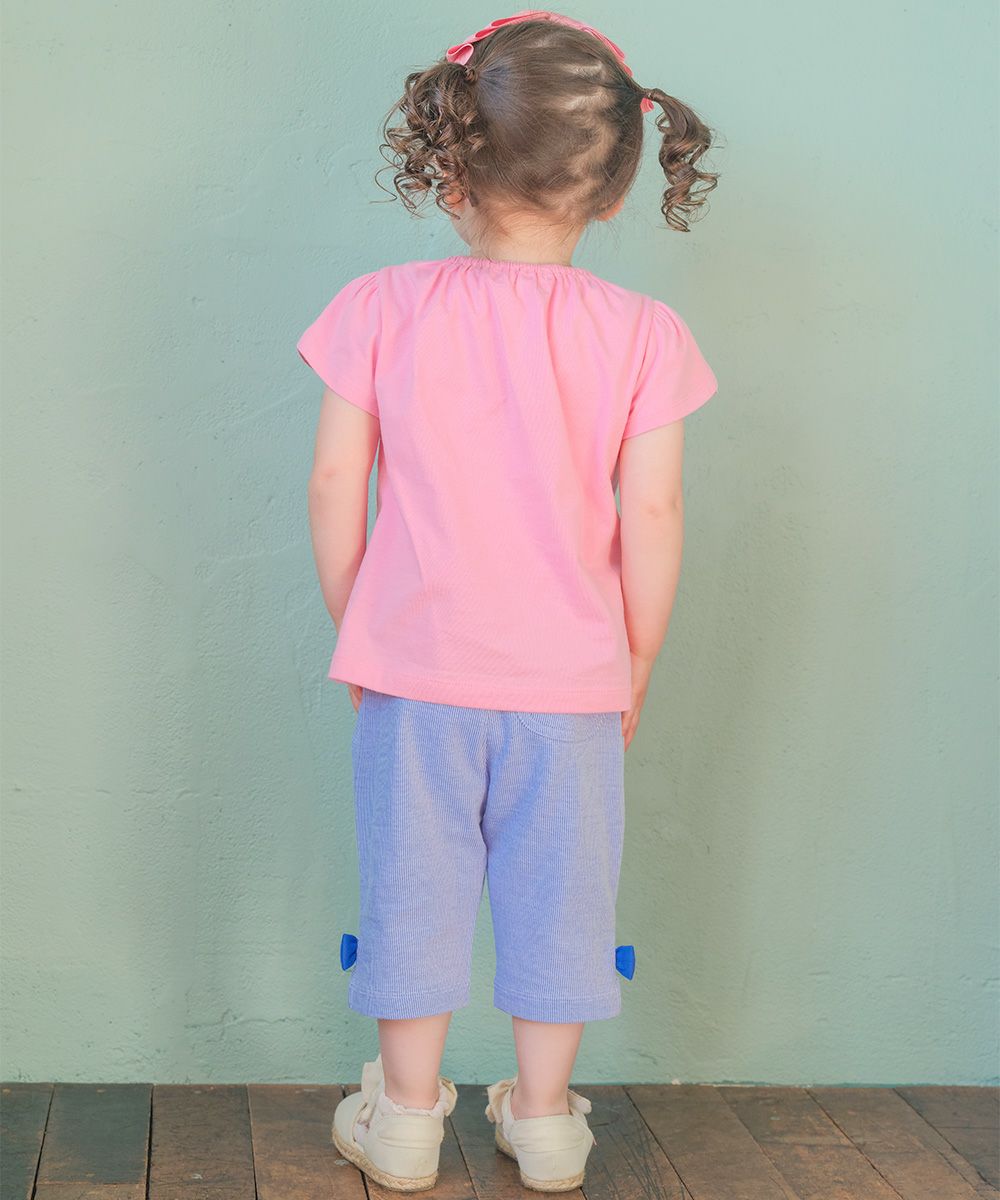 綿100％ クリームソーダ刺繍Tシャツ Pink model image 2