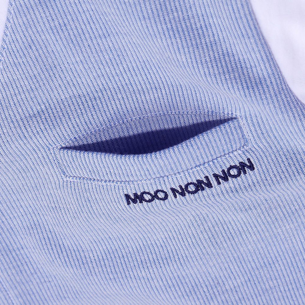 ストライプ柄ベスト切り替え 重ね着風Tシャツ Blue Design point 2