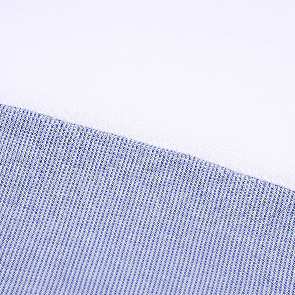 ロゴ刺繍ワッペンつき 切り替えTシャツ Blue Design point 2