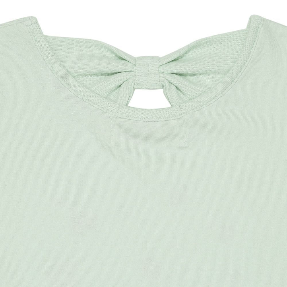 綿100％ リボン チェリー刺繍Tシャツ Green Design point 2