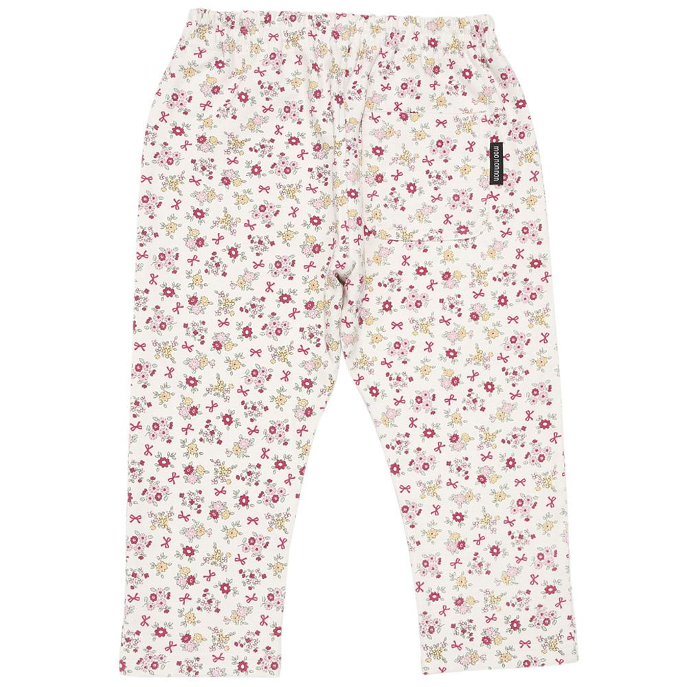 オーガニックコットン 花柄 7分丈 レギンスパンツ Pink back