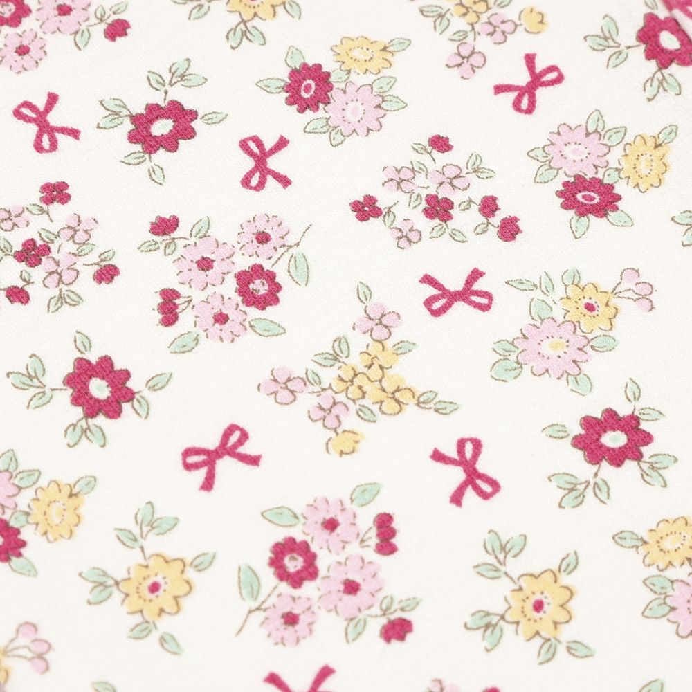 オーガニックコットン 花柄 7分丈 レギンスパンツ Pink Design point 1