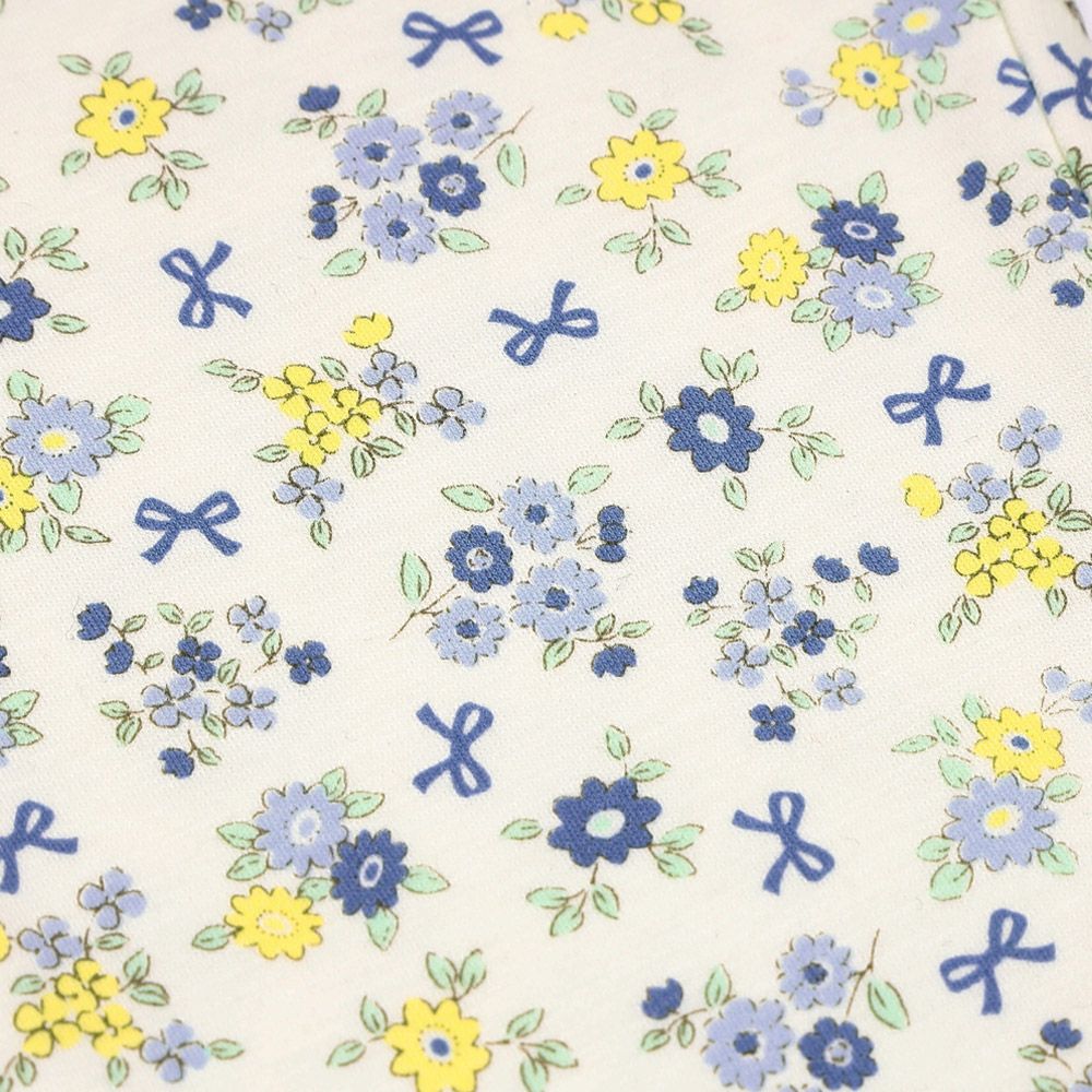 オーガニックコットン 花柄 7分丈 レギンスパンツ Blue Design point 1