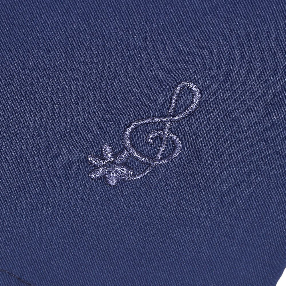 ストレッチツイル 音符刺繍 プリーツ キュロットパンツ Navy Design point 1