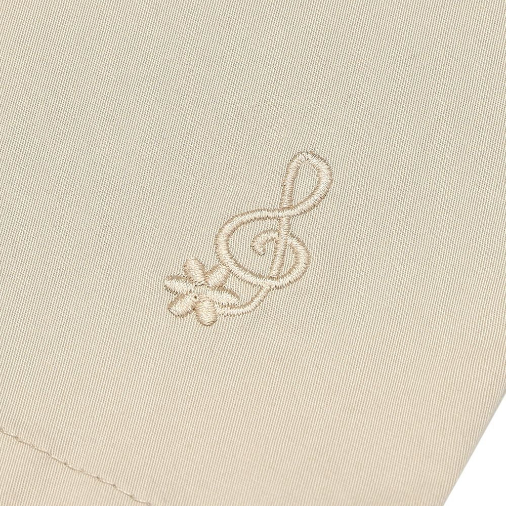 ストレッチツイル 音符刺繍 プリーツ キュロットパンツ Beige Design point 1