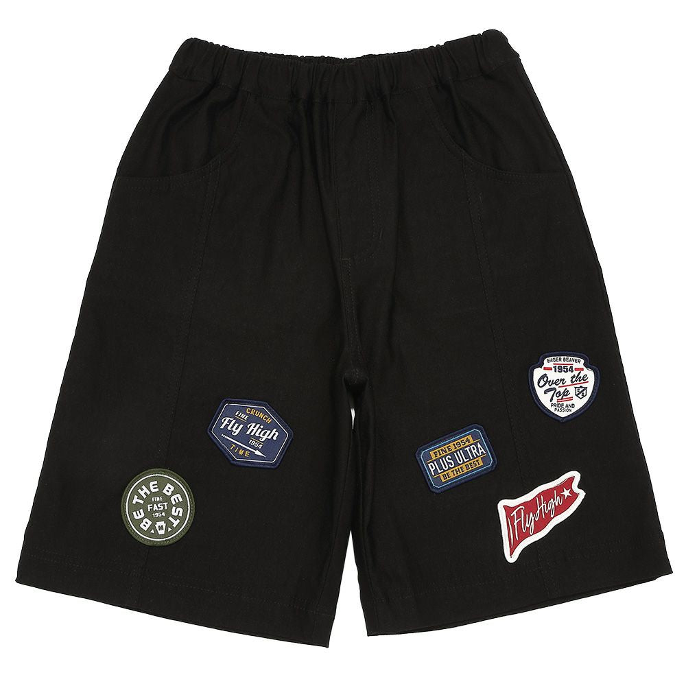 ストレッチツイル ロゴワッペン ハーフパンツ Black front