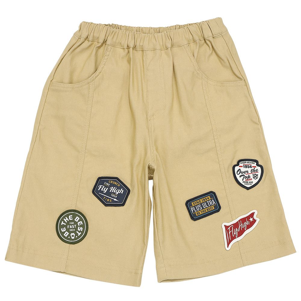 ストレッチツイル ロゴワッペン ハーフパンツ Beige front