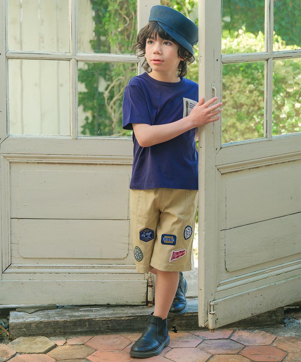 ストレッチツイル ロゴワッペン ハーフパンツ Beige model image 1