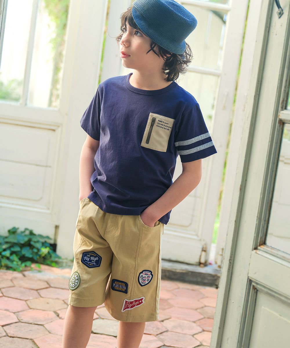 ストレッチツイル ロゴワッペン ハーフパンツ Beige model image 3