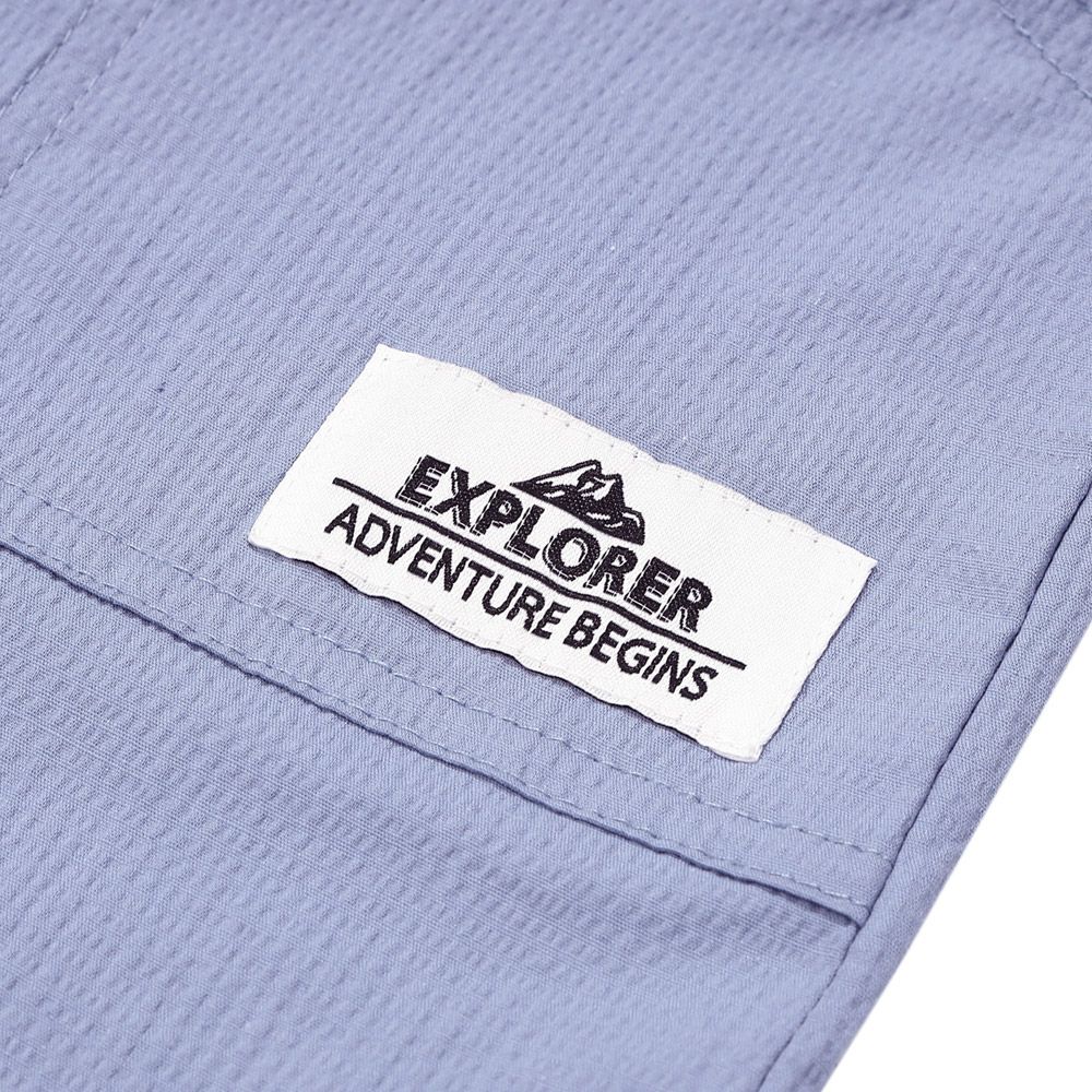 ストレッチサッカー ロゴワッペン ハーフパンツ Blue Design point 1