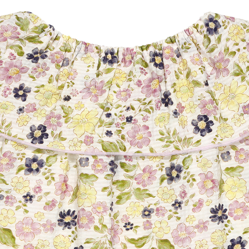 花柄 フリル 襟つき 薄手ブラウス Purple Design point 2