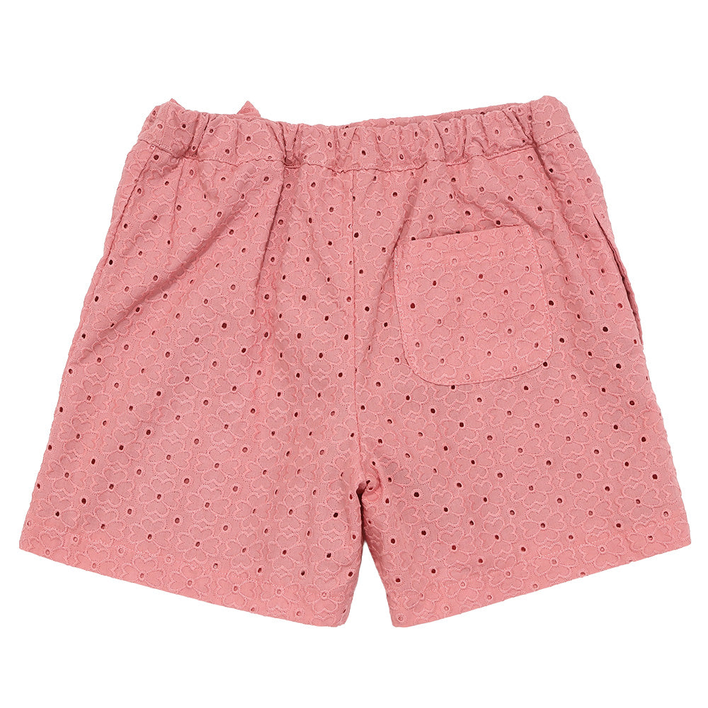花柄 レース リボン 裏地つきショートパンツ Pink back