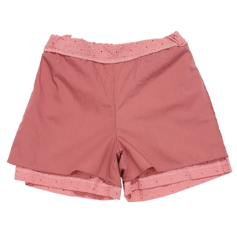 花柄 レース リボン 裏地つきショートパンツ Pink Design point 1