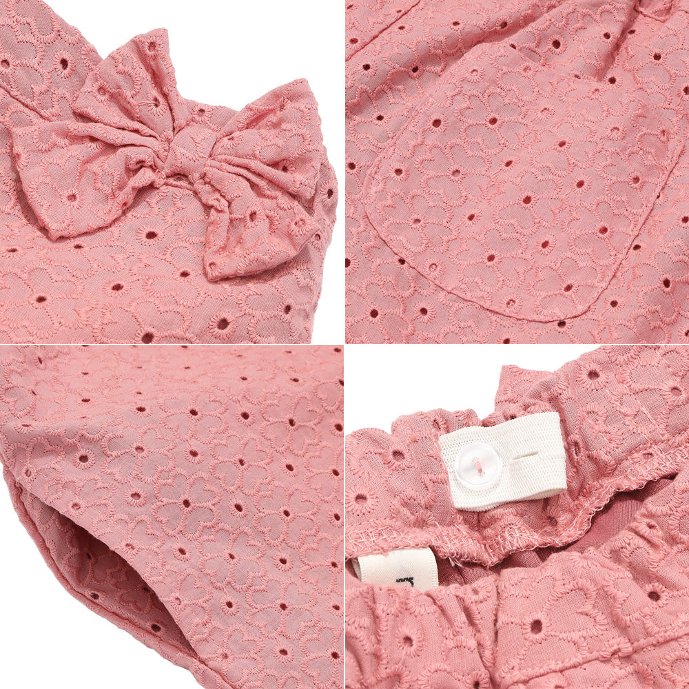 花柄 レース リボン 裏地つきショートパンツ Pink Design point 2
