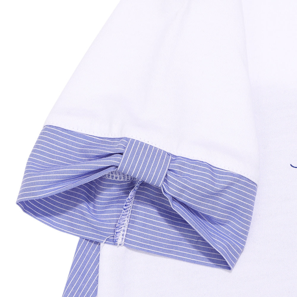 ピアノ＆音符プリント ストライプ切り替えTシャツ Off White Design point 2