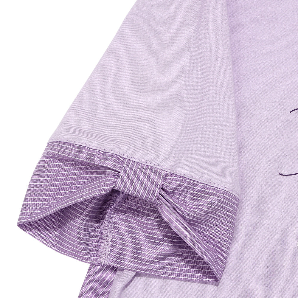 ピアノ＆音符プリント ストライプ切り替えTシャツ Purple Design point 2