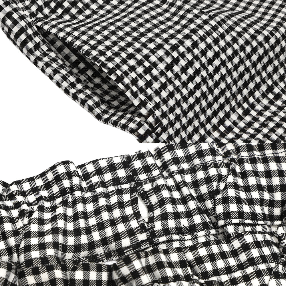 ギンガムチェック リボンつき ストレッチツイルショートパンツ White/Black Design point 1