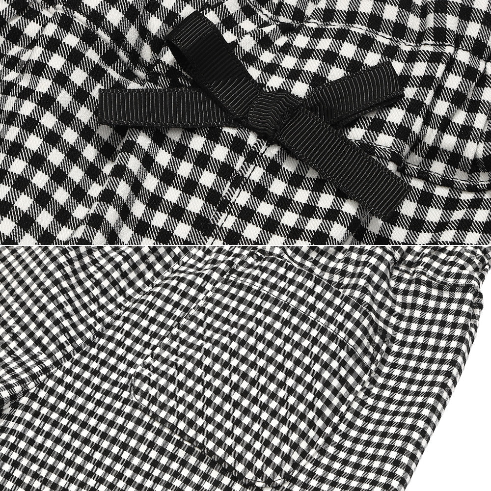 ギンガムチェック リボンつき ストレッチツイルショートパンツ White/Black Design point 2