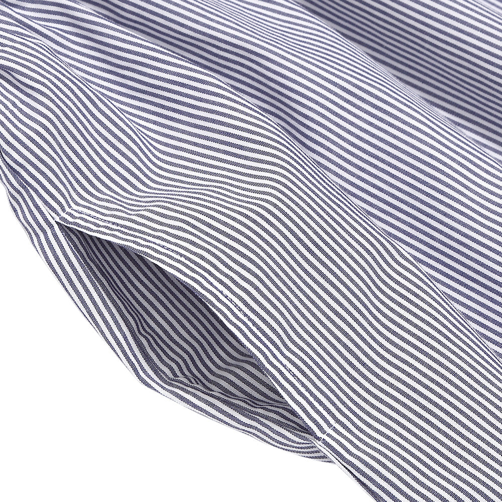 リボンつき ストライプ柄重ね着風ワンピース Navy Design point 2