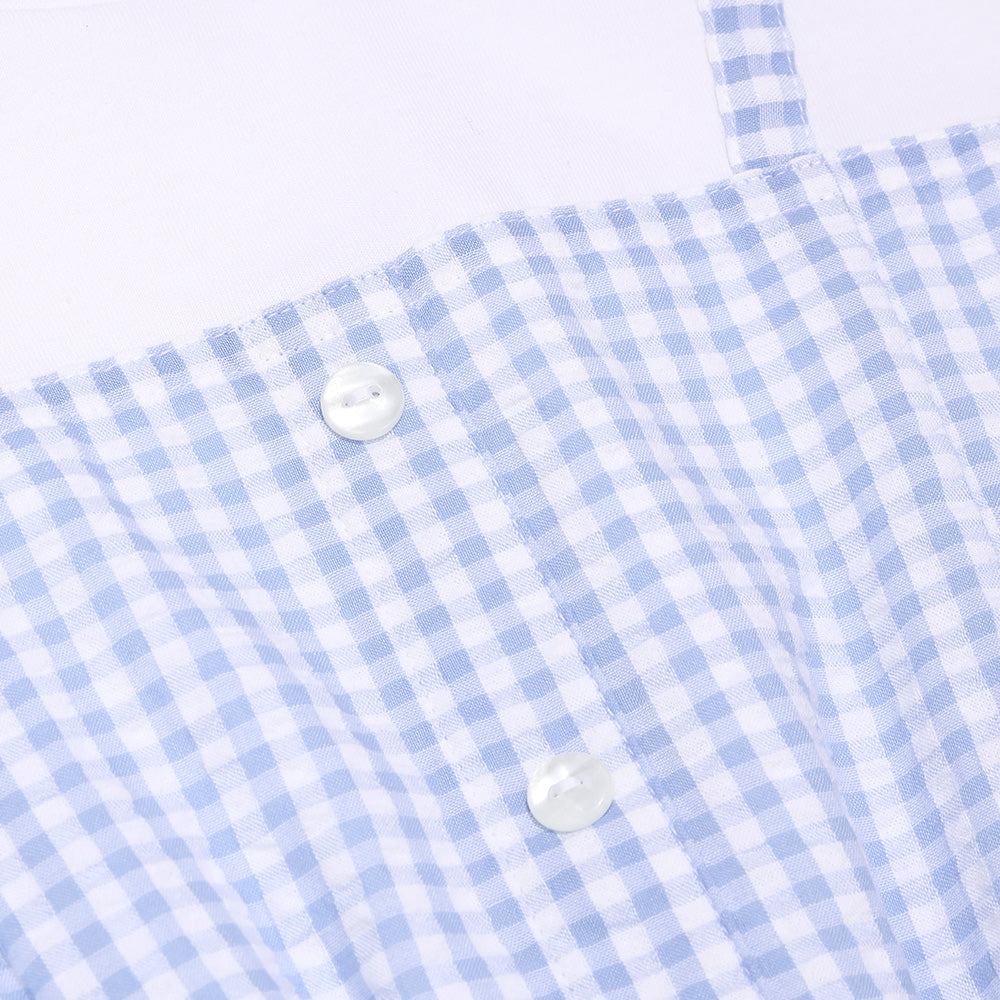 ギンガムチェック柄 重ね着風ワンピース Blue Design point 1