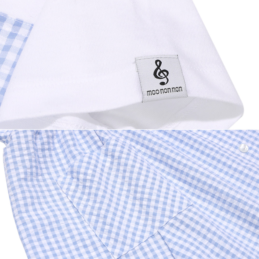 ギンガムチェック柄 重ね着風ワンピース Blue Design point 2