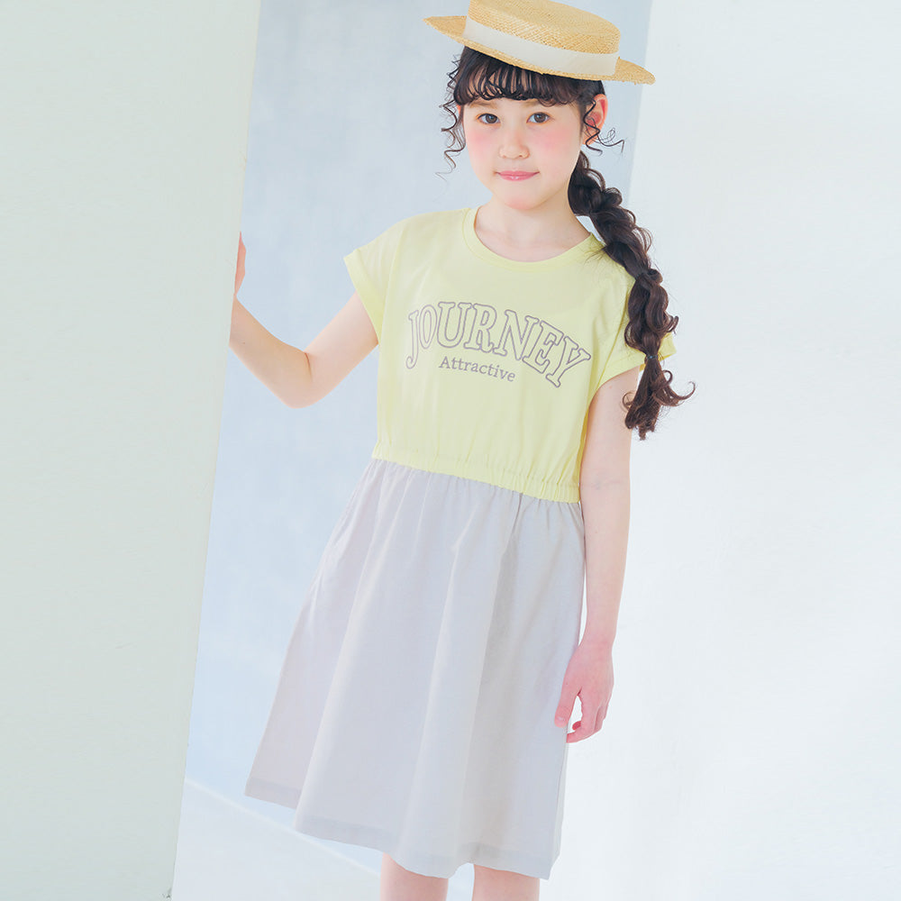 ロゴ刺繍 ギャザードッキングワンピース  MainImage