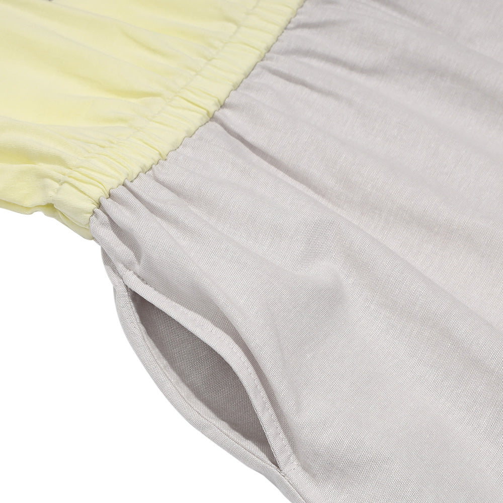 ロゴ刺繍 ギャザードッキングワンピース Yellow Design point 2