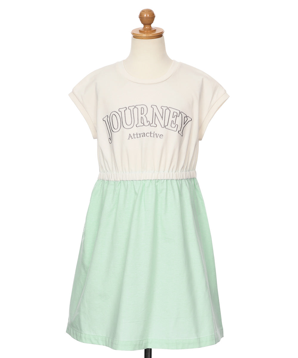 ロゴ刺繍 ギャザードッキングワンピース Green torso