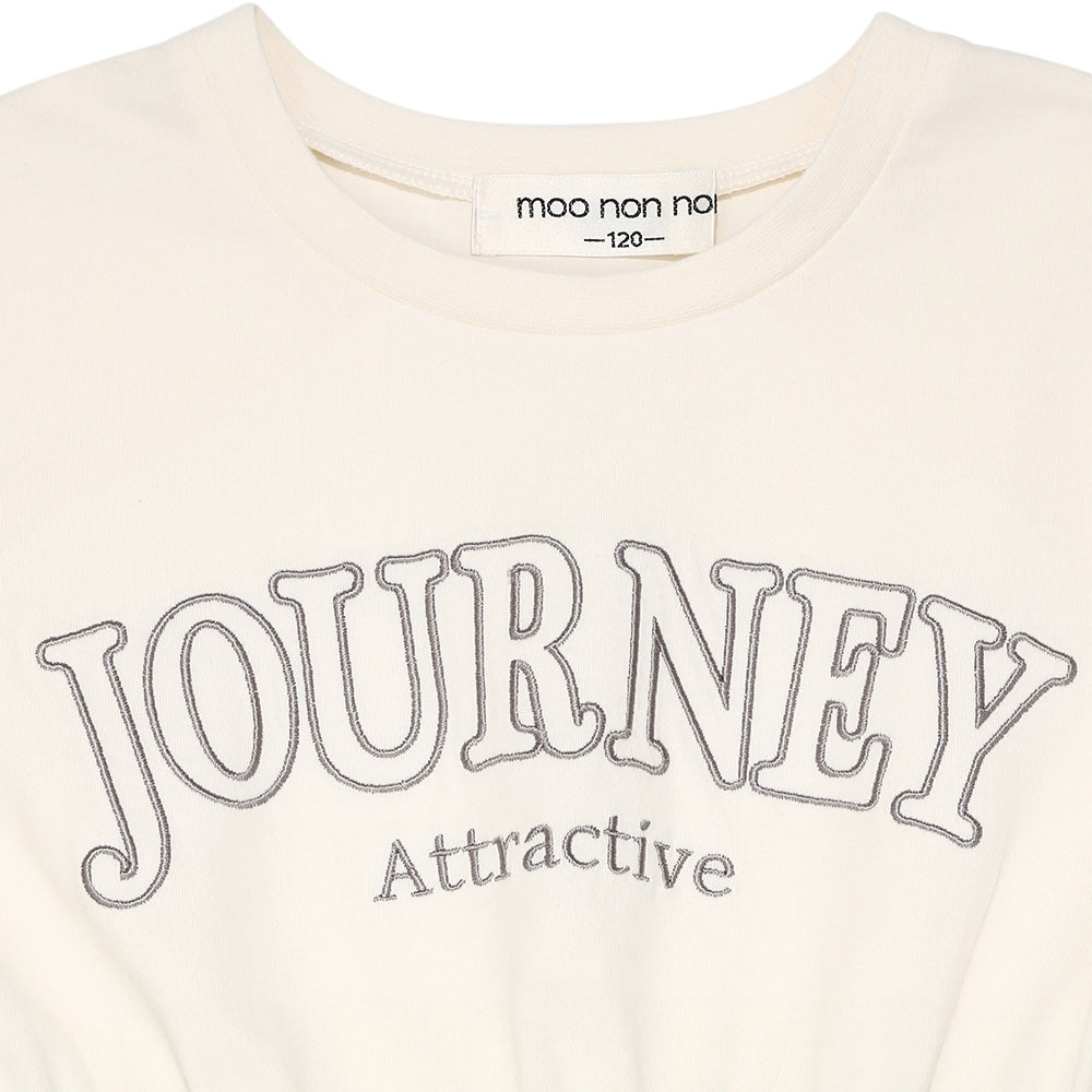 ロゴ刺繍 ギャザードッキングワンピース Green Design point 1