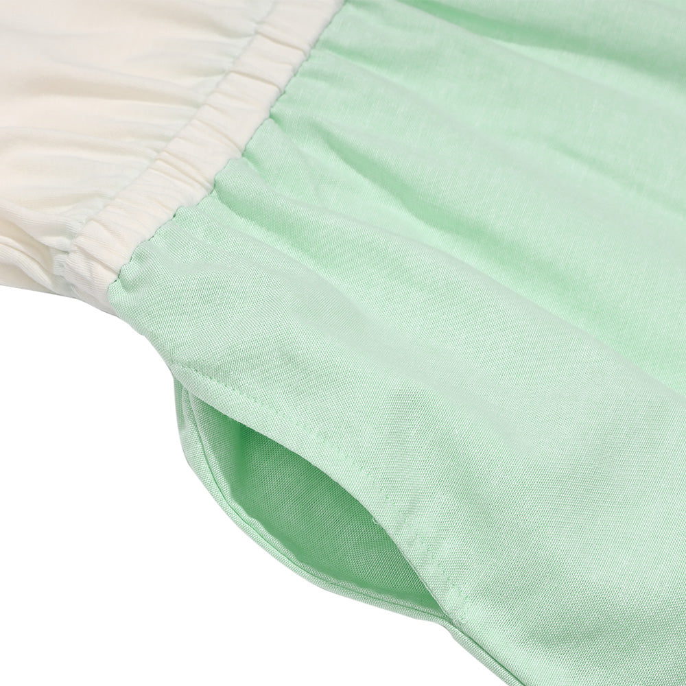 ロゴ刺繍 ギャザードッキングワンピース Green Design point 2