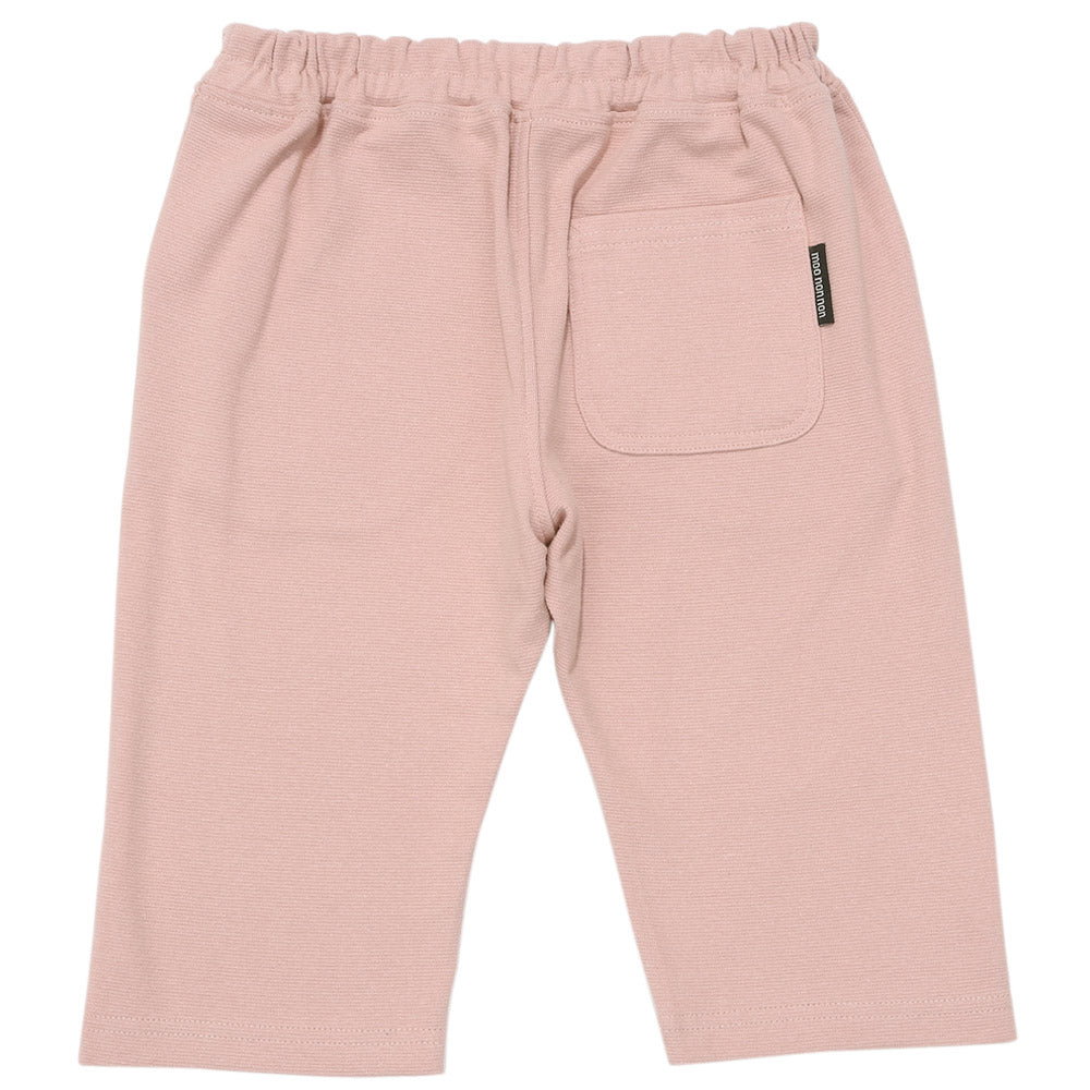 ニットストレッチ リボン刺繍 6分丈パンツ Pink back