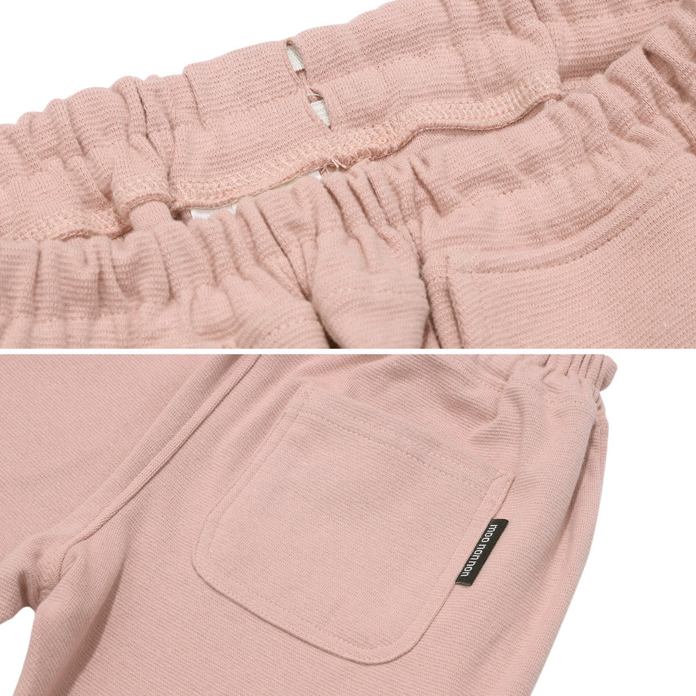 ニットストレッチ リボン刺繍 6分丈パンツ Pink Design point 2