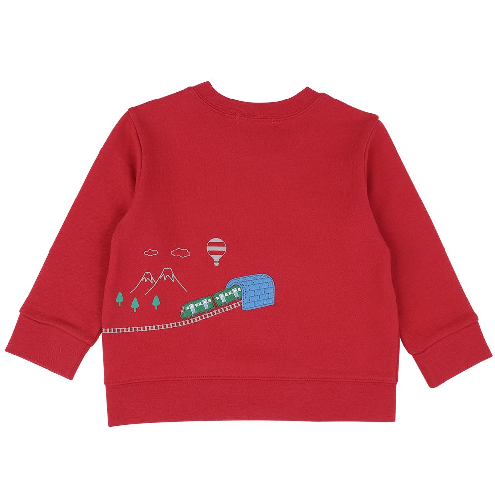 電車 車 刺繍 乗り物 トレーナー Red back