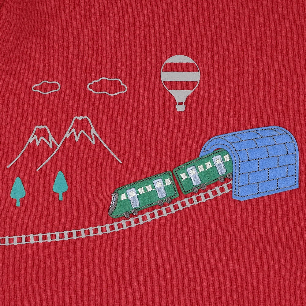 電車 車 刺繍 乗り物 トレーナー Red Design point 2