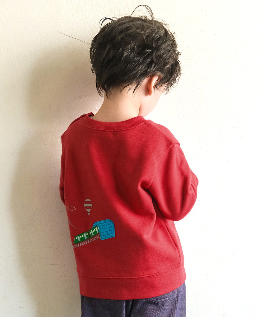 電車 車 刺繍 乗り物 トレーナー Red model image 1